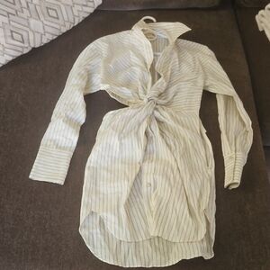 Alexis Striped Button-Up Shirt Dress With Cutouts.